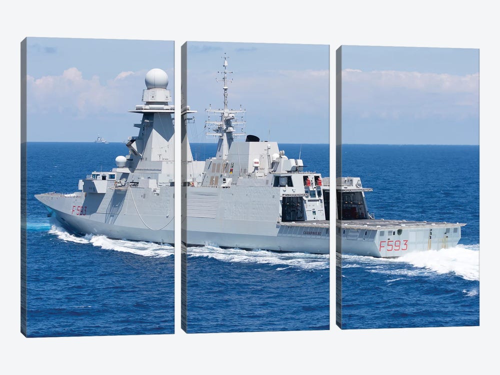 View Of The Stern Of Italian Navy Frigate Carabiniere by Simone Marcato 3-piece Canvas Print