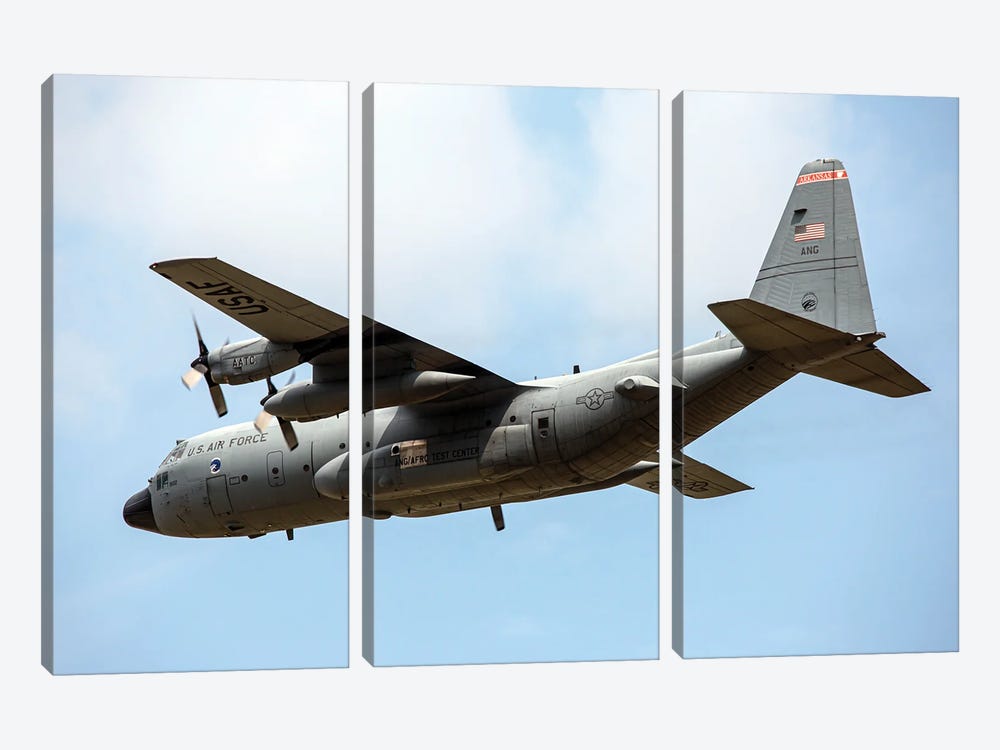 Air National Guard C-130H Hercules During Exercise Air Defender 2023 In Wunstorf, Germany by Timm Ziegenthaler 3-piece Canvas Wall Art