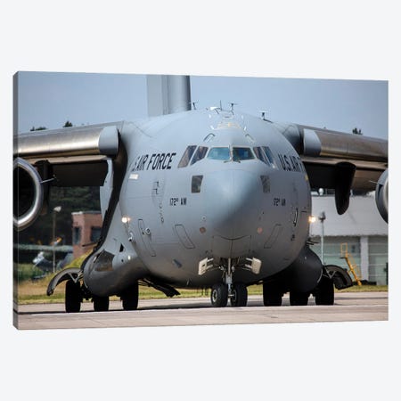 Air National Guard C-17 Transport Plane During Exercise Air Defender 2023 In Wunstorf, Germany Canvas Print #TRK4134} by Timm Ziegenthaler Art Print