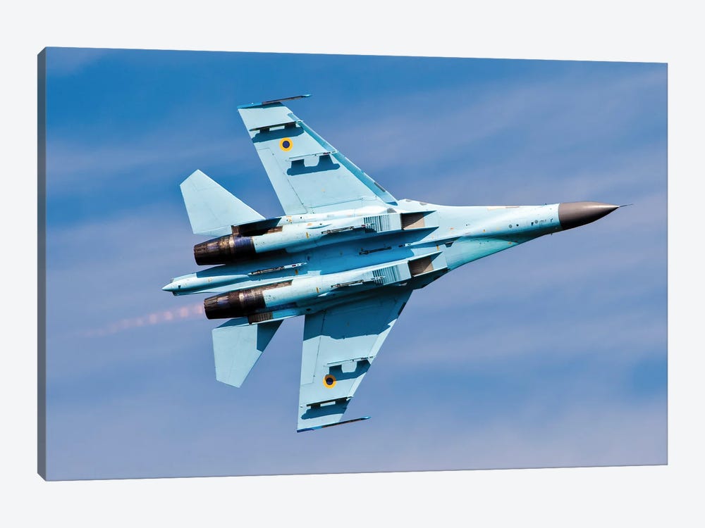 Ukrainian Air Force Sukhoi Su-27 Flanker In Flight, Hradec Kralove, Czech Republic by Timm Ziegenthaler 1-piece Art Print