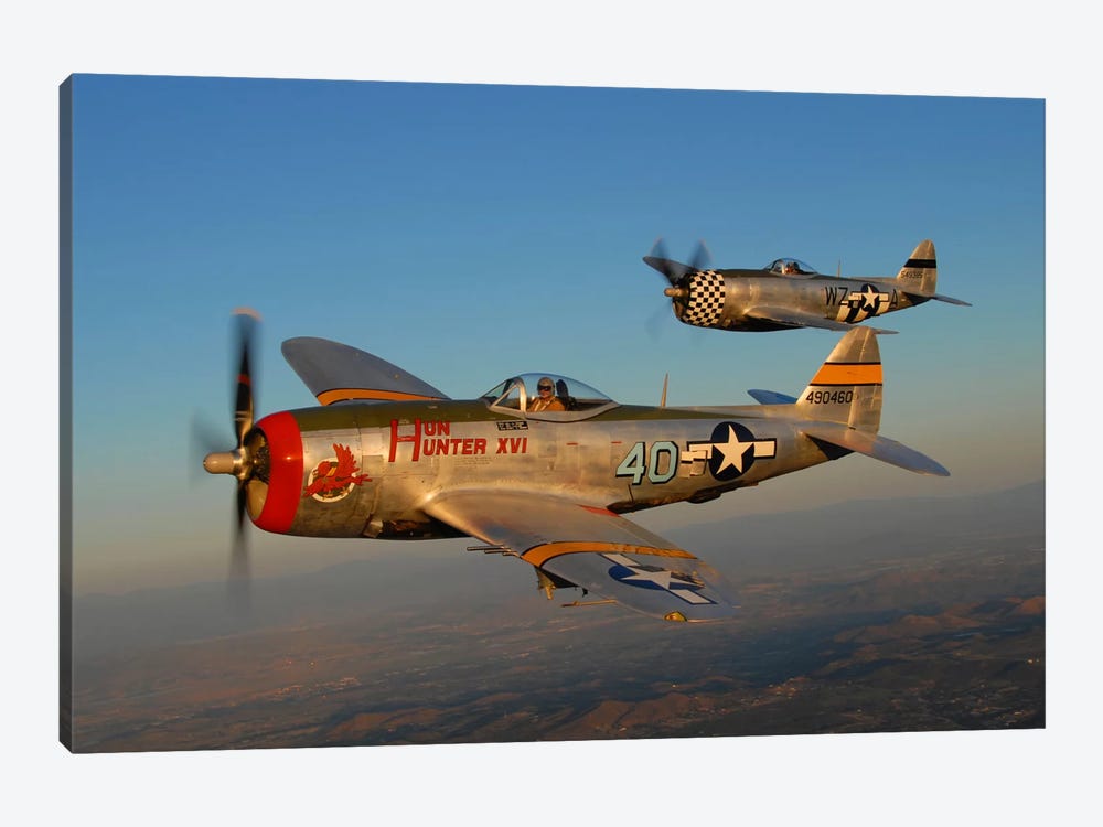 P-47 Thunderbolts Flying Over Chino, California II 1-piece Canvas Artwork