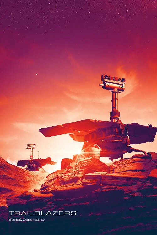 Spirit & Opportunity, Mars Exploration Rover Project Poster by Stocktrek Images wall art