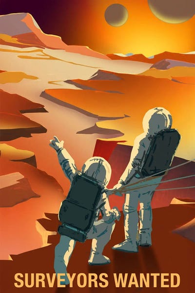 Astronomy & Space Collection: Surveyors Wanted - Space Travel Recruitment Poster by Stocktrek Images