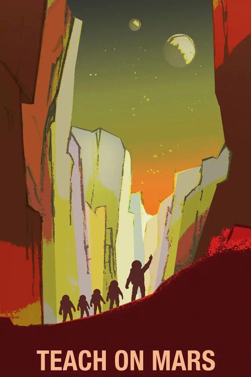 Teach On Mars - Space Travel Recruitment Poster by Stocktrek Images wall art