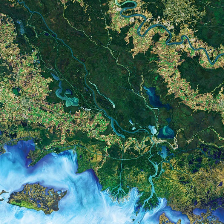 False-Color Satellite Image Showing The Area Along The Atchafalaya Delta In Louisiana