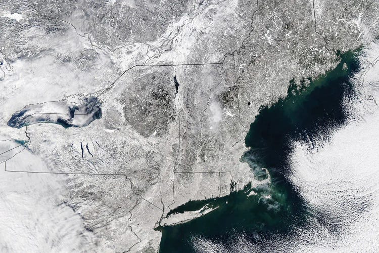 Satellite View Of Snowfall From A Nor'Easter In The Northeastern United States