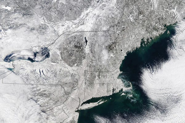 Stocktrek Images: Satellite View Of Snowfall From A Nor'Easter In The Northeastern United States by Stocktrek Images