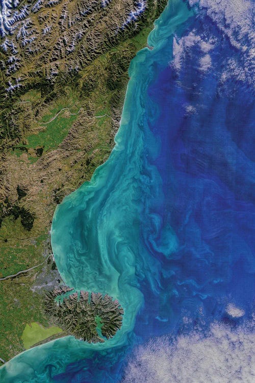 Satellite Image Showing Part Of The Canterbury Region Of The South Island Of New Zealand