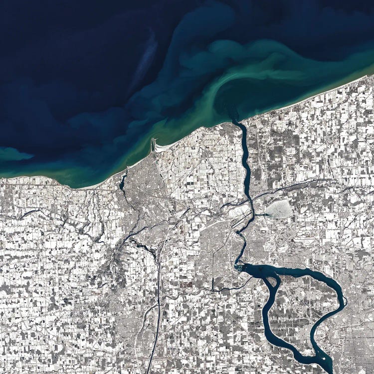 Satellite Image Showing The Snow-Covered Landscape Around The Niagara River by Stocktrek Images wall art