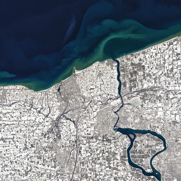 Stocktrek Images: Satellite Image Showing The Snow-Covered Landscape Around The Niagara River by Stocktrek Images