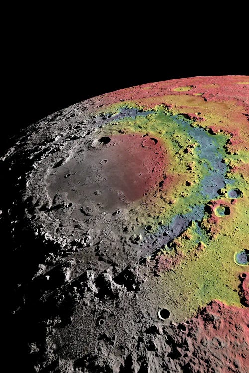 The Orientale Impact Basin On The Western Limb Of The Moon, Combining Shaded Relief With Free Air Gravity