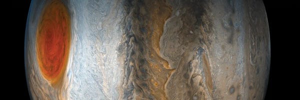 The Great Red Spot And Dynamic Bands Of The Southern Region On Planet Jupiter