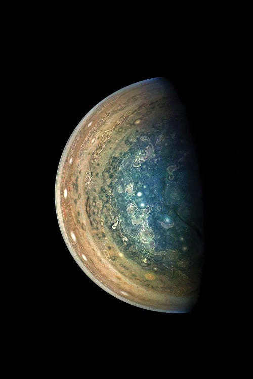 Jupiter's Swirling South Polar Region, Captured By The Juno Spacecraft During A Flyby