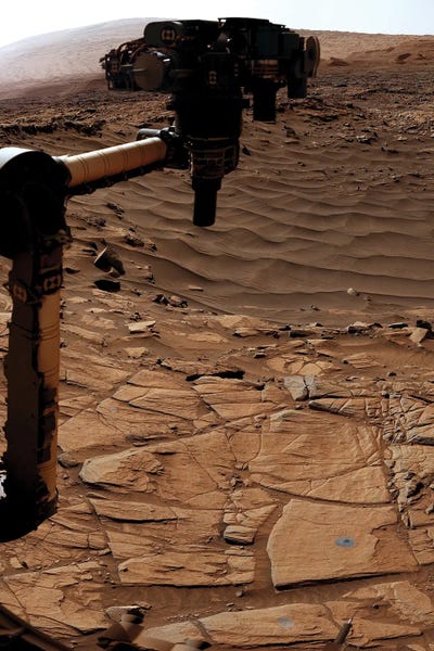 Scene On Mars Around A Drill Hole Named Edinburgh, Captured By The Curiosity Mars Rover by Stocktrek Images canvas print