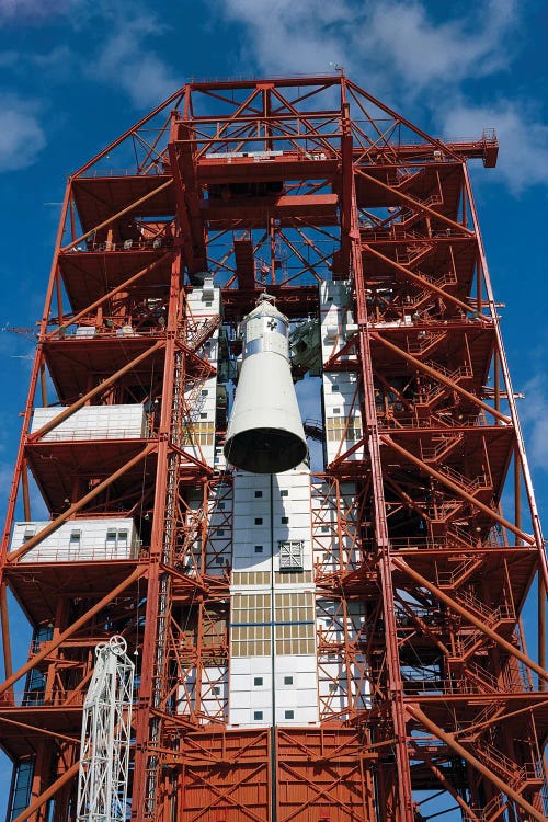 Apollo Spacecraft 012 Is Hoisted To The Top Of The Gantry In 1967