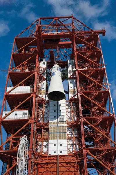 Apollo Spacecraft 012 Is Hoisted To The Top Of The Gantry In 1967