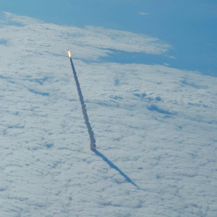 Aerial View Of Space Shuttle Endeavour Heading Toward Earth Orbit During Takeoff by Stocktrek Images wall art