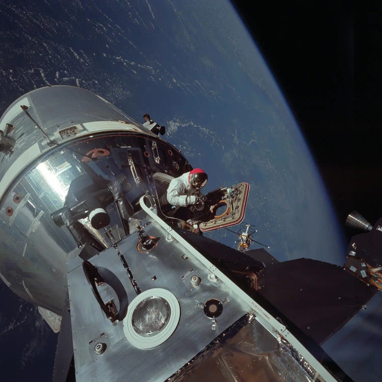 Apollo 9 Command And Service Modules And Lunar Module With Earth In Background, 1969