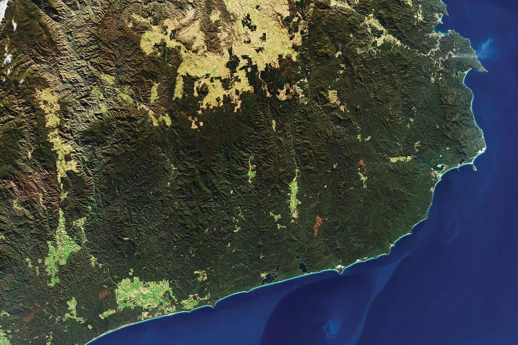 Cloudless Satellite View Of Southeastern Australia Along The Border Of Victoria And New South Wales