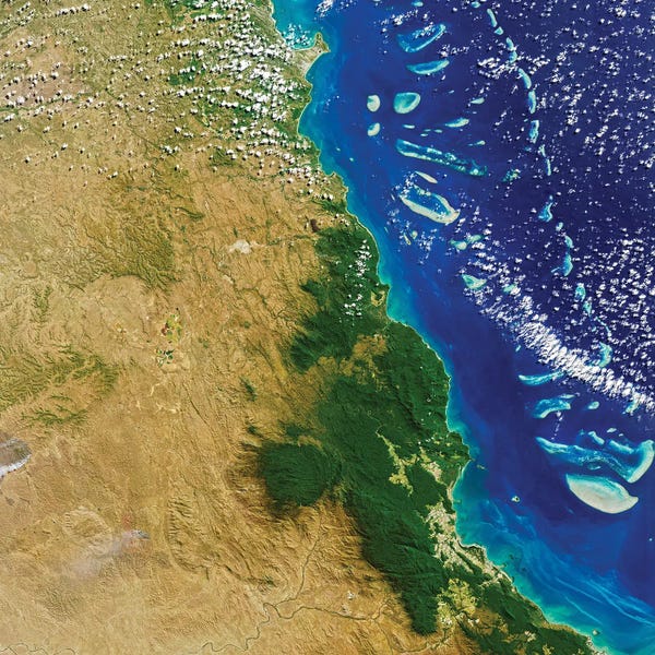 Stocktrek Images: Natural-Color Satellite View Of The Daintree Rainforest In Far North Queensland, Australia by Stocktrek Images