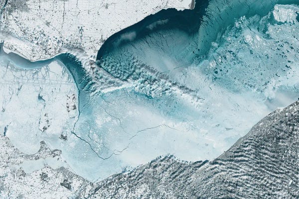 Astronomy & Space Collection: Satellite Image Of Lake Erie - February 5, 2022 by Stocktrek Images