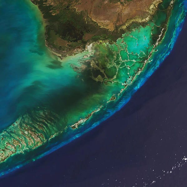 Astronomy & Space Collection: Natural-Color Satellite View Of The Florida Keys by Stocktrek Images