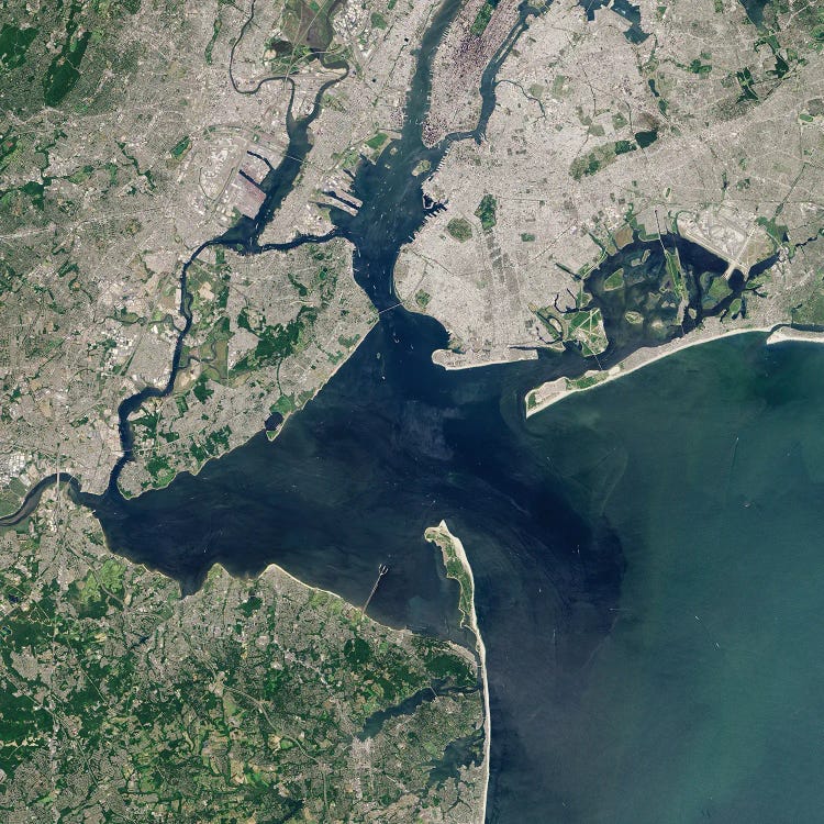 Natural-Color Satellite View Of Jamaica Bay, Brooklyn, New York - August 26, 2016