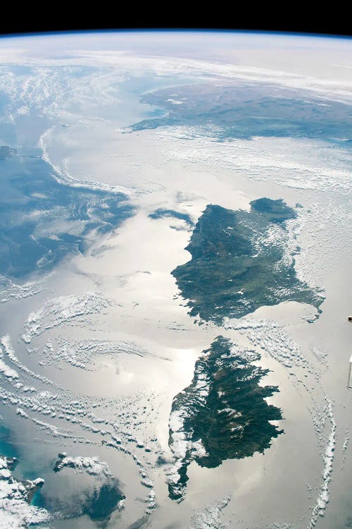 View From Space Of The Islands Of Corsica And Sardinia In The Mediterranean Sea