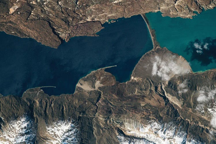 View From Space Of Lake Pueyrredon And Lake Posadas In The Patagonia Region Of Southern Argentina