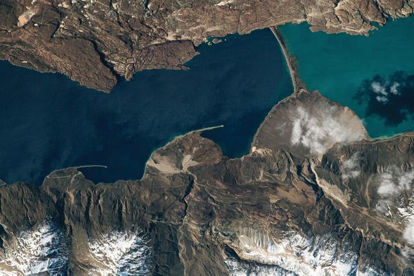 Astronomy & Space Collection: View From Space Of Lake Pueyrredon And Lake Posadas In The Patagonia Region Of Southern Argentina by Stocktrek Images
