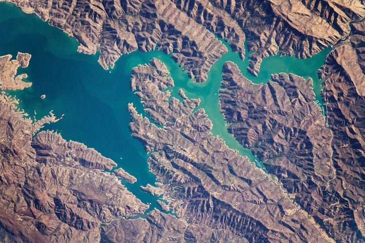 View From Space Of The South End Of Lake Berryessa, A Large Freshwater Reservoir In Napa County, California by Stocktrek Images wall art