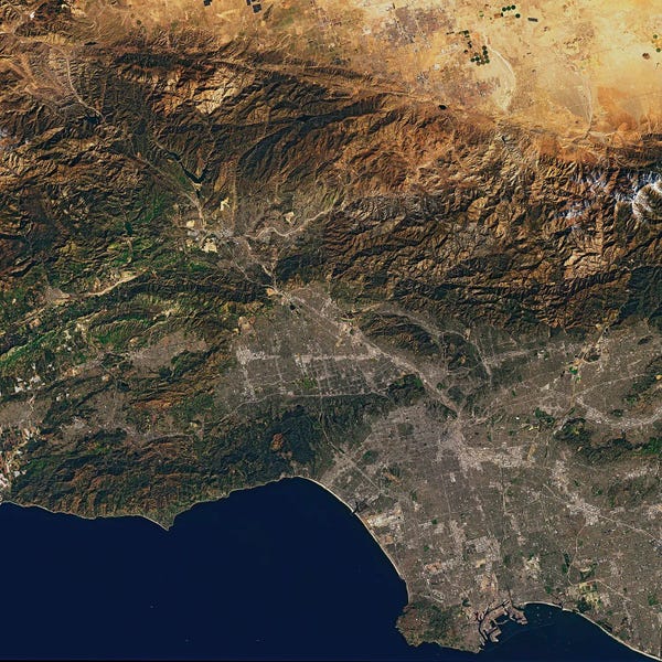 Stocktrek Images: Natural-Color Satellite View Of The Los Angeles Area In California by Stocktrek Images