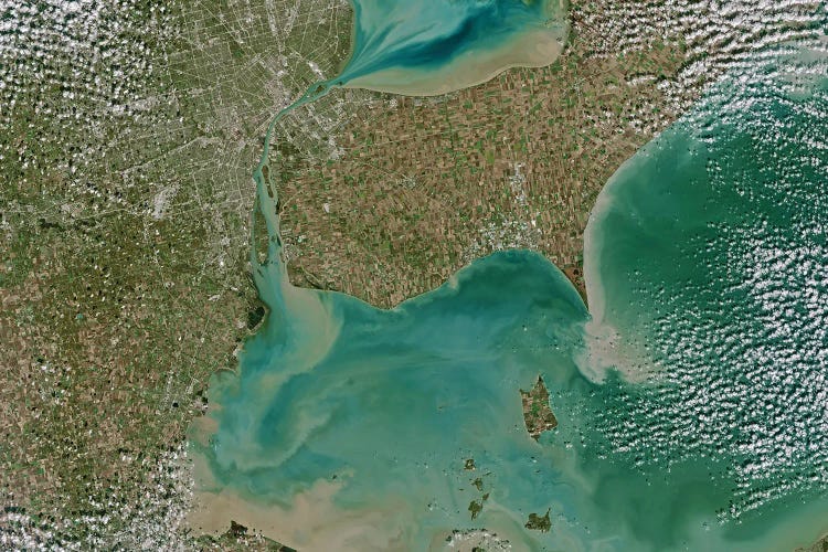 View From Space Of The Metropolitan Area Around Detroit, Michigan And Windsor, Ontario, Canada