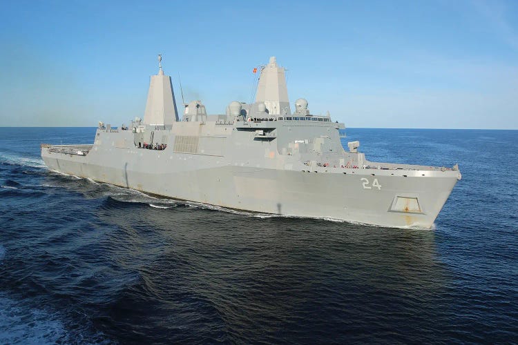 Amphibious Landing Dock Ship USS Arlington Underway In The Atlantic Ocean