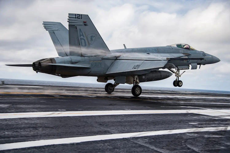 An F/A-18E Super Hornet Conducts A Touch-And-Go Landing Aboard USS Dwight D. Eisenhower