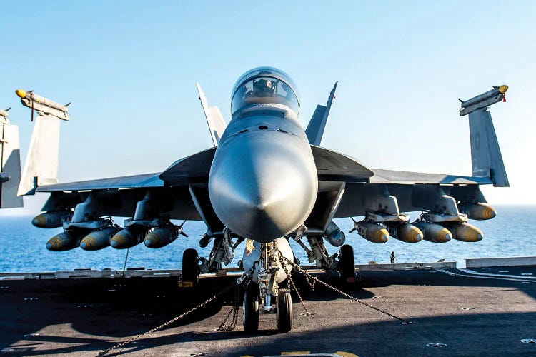 An F/A-18F Super Hornet Is Fully Loaded With 10 Gbu-32 1,000 Pound Bombs