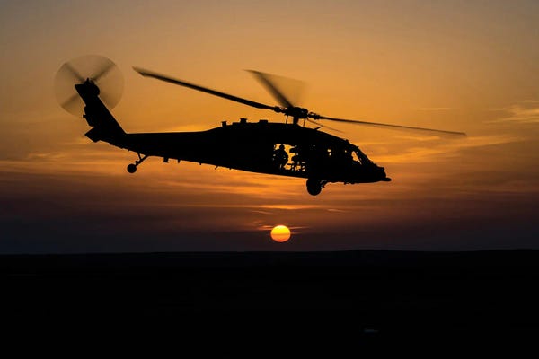 Military Aircraft: An Mh-60 Sea Hawk Helicopter Outside Camp Buehring, Kuwait by Stocktrek Images