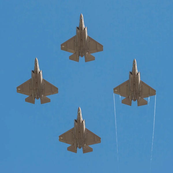 Military Aircraft: Four F-35C Lightning Ii Joint Strike Fighters Fly In Formation by Stocktrek Images
