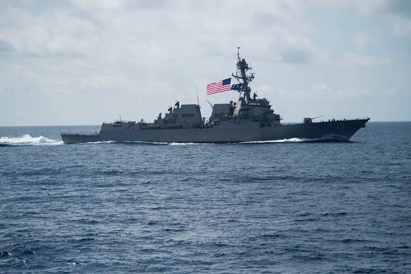 Warships: Guided-Missile Destroyer USS Wayne E Meyer Transits The South China Sea by Stocktrek Images
