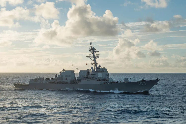 He Guided-Missile Destroyer USS Truxtun Transits The Atlantic Ocean