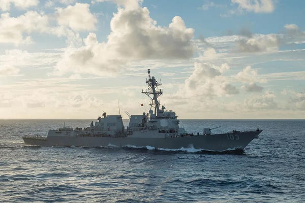 Warships: He Guided-Missile Destroyer USS Truxtun Transits The Atlantic Ocean by Stocktrek Images