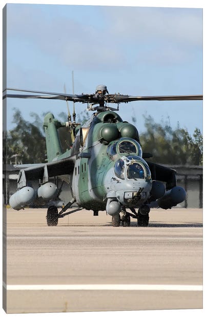 Brazilian Air Force Mil Mi-35 Combat Helicopter Taxiing At Natal Air Force Base, Brazil Canvas Art Print