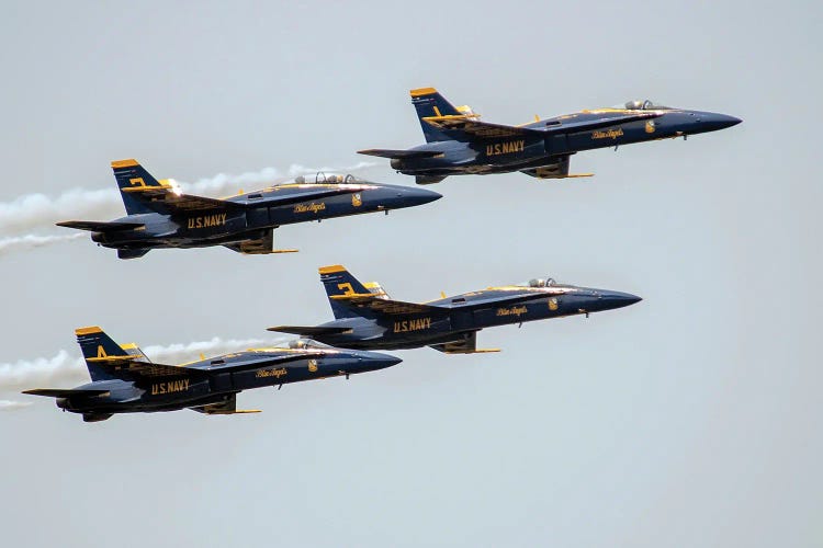 The US Navy Flight Demonstration Squadron, The Blue Angels, Fly Over Lake Washington by Stocktrek Images wall art
