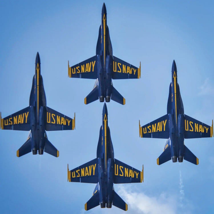 The US Navy Flight Demonstration Team, The Blue Angels, Fly In Formation by Stocktrek Images wall art