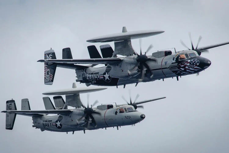 Two E-2C Hawkeye Early Warning And Control Aircraft In Flight