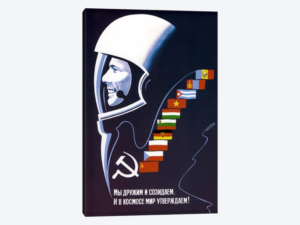 Soviet Space Poster Of Cosmonaut Yuri Gagarin by Stocktrek Images 1-piece Canvas Art Print