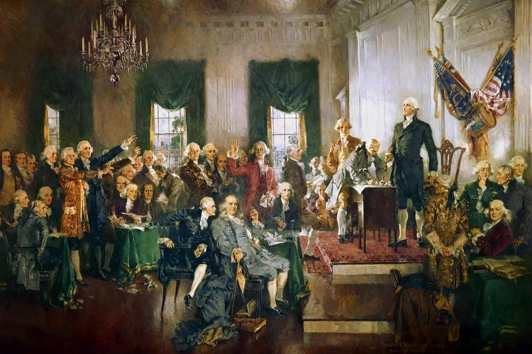 The Signing Of The U.S. Constitution At The Independence Hall In Philadelphia On September 17, 1787 by John Parrot wall art