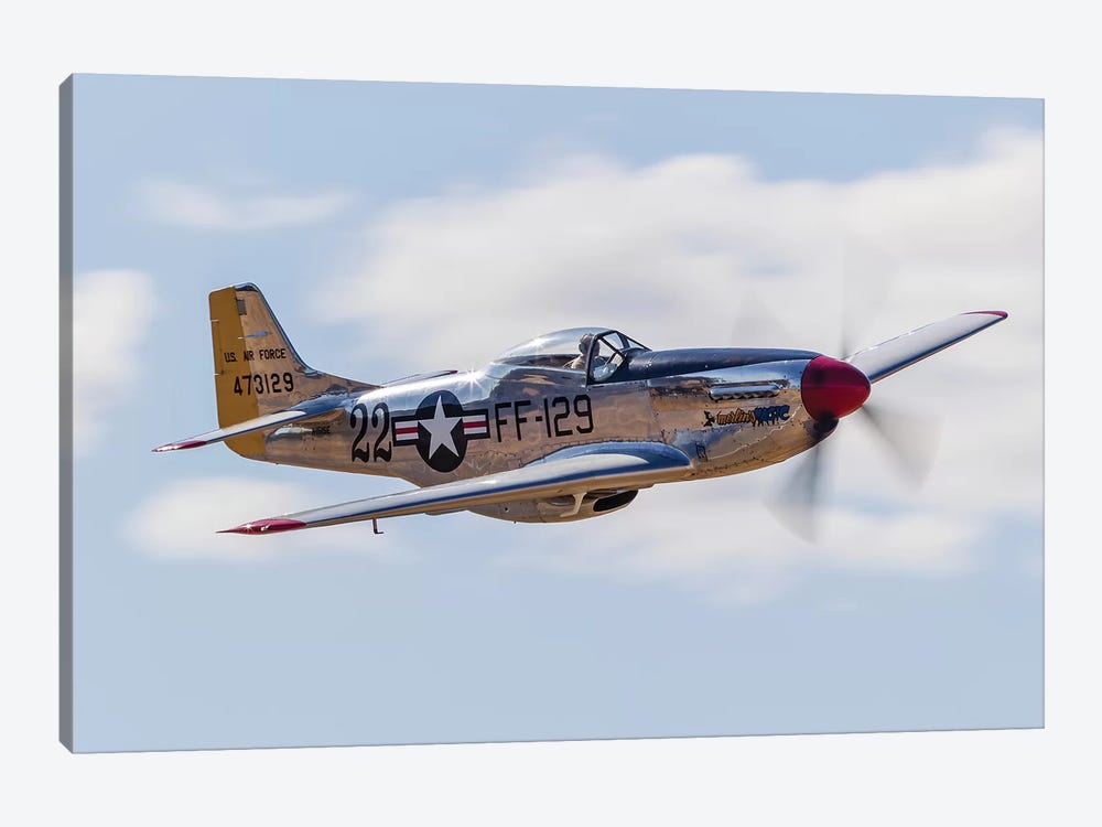 A P-51 Mustang Flies By At Vacaville, California by Rob Edgcumbe 1-piece Canvas Print