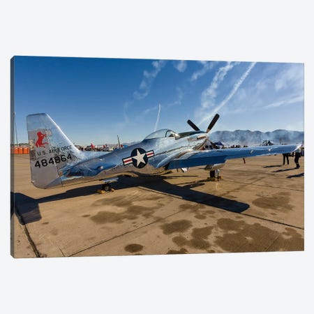 A P-51 Mustang Parked On The Ramp At Nellis Air Force Base, Nevada Canvas Print #TRK438} by Rob Edgcumbe Canvas Wall Art