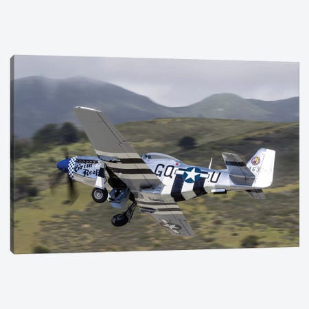 A P-51 Mustang Takes Off From Half Moon Bay, California Canvas Print #TRK439} by Rob Edgcumbe Canvas Artwork